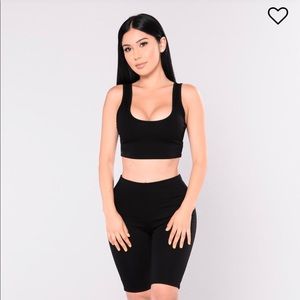 Fashion Nova Bondoc Biker Short Set - Black